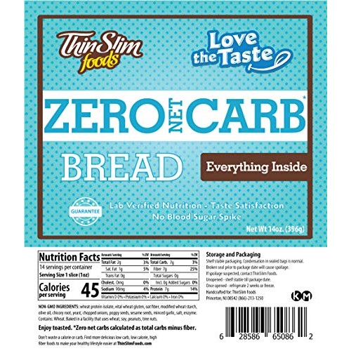 Thinslim Foods Zero Net Carb Bread | Keto | Low Carb | 45 Calori Thinslim Foods Zero Net Carb Bread | Keto | Low Carb | 45 Calori