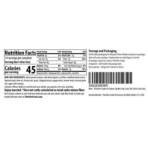 Thinslim Foods Zero Net Carb Bread | Keto | Low Carb | 45 Calori Thinslim Foods Zero Net Carb Bread | Keto | Low Carb | 45 Calori