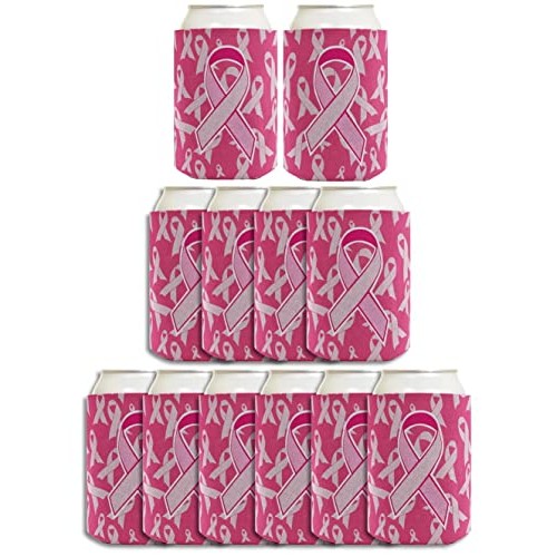 Breast Cancer Awareness Pink Ribbon Loved Survivor 12 Pack Can C...