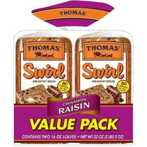 Thomas Cinnamon Raisin Swirl Toasting Bread 2 Pk. Pack Of 2