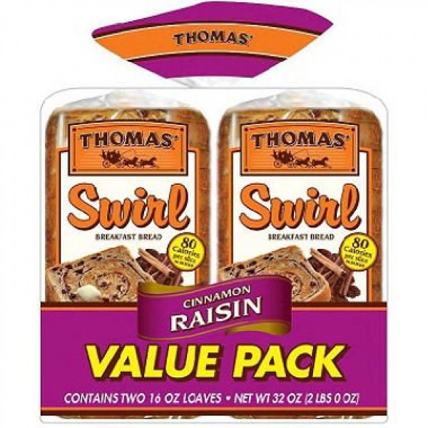 Thomas Cinnamon Raisin Swirl Toasting Bread 2 Pk. pack of 2