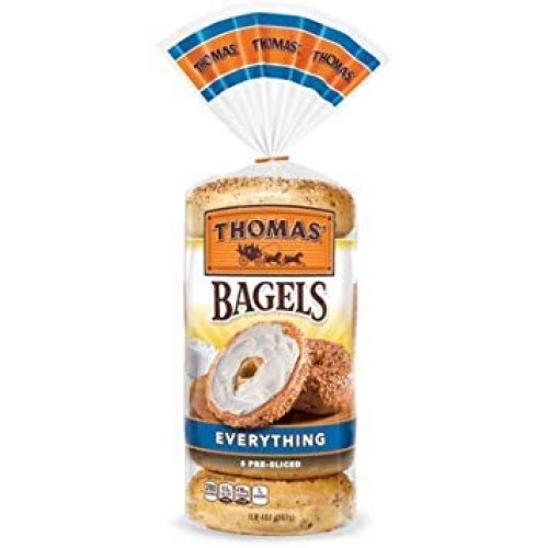 Thomas Pre-Sliced Everything Bagels, 6 ct, 20 oz