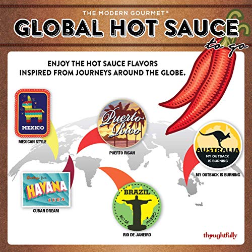 Thoughtfully Gifts, Hot Sauces To Go: Global Edition Gift Set, I