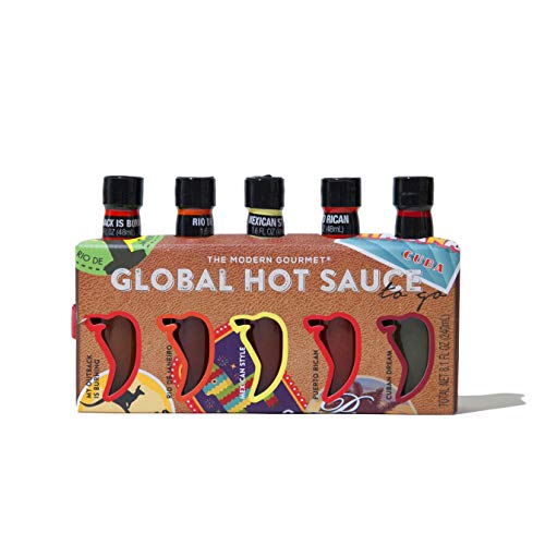 Thoughtfully Gifts, Hot Sauces To Go: Global Edition Gift Set, I