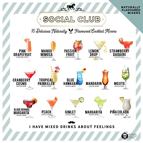 Thoughtfully Gifts, Social Club Cocktail Mixers Gift Set, Premiu