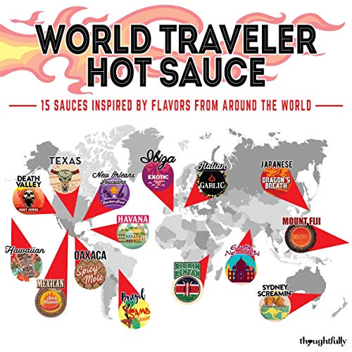 Thoughtfully Gifts, World Traveler Hot Sauce Gift Set, 3 Ounces