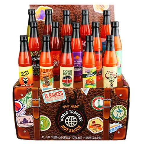 Thoughtfully Gifts, World Traveler Hot Sauce Gift Set, 3 Ounces