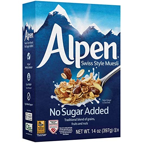 Alpen No Sugar Added Muesli, Swiss Style Muesli Cereal, Whole Gr