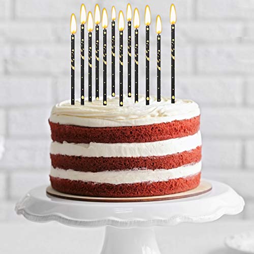 Threlaco 24 Pieces Birthday Candles Long Thin Cake Candle Cupcak
