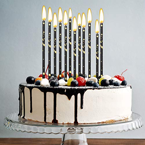 Threlaco 24 Pieces Birthday Candles Long Thin Cake Candle Cupcak