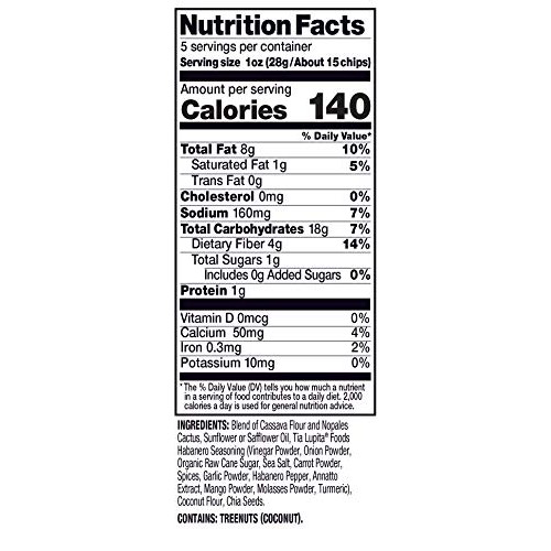 Tia Lupita Cactus Tortilla Chips – Habanero - Flavorful Heat, Ve