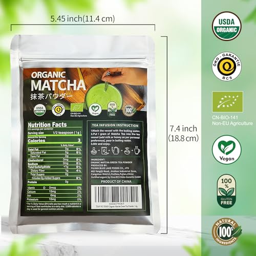 TIAN HU SHAN Organic Matcha Green Tea Powder 4.0oz/114g, Matcha ...
