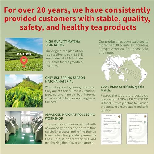 TIAN HU SHAN Organic Matcha Green Tea Powder 4.0oz/114g, Matcha ...