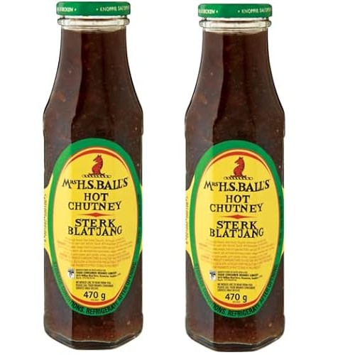 Mrs H.S.Balls Chutney Glass 470g Hot, 16.6 Ounce Pack of 2