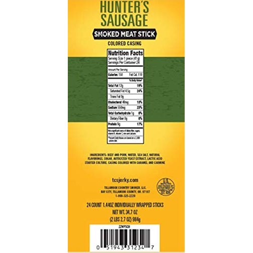 Tillamook Country Smoker Real Hardwood Smoked Meat Stick, Hunter
