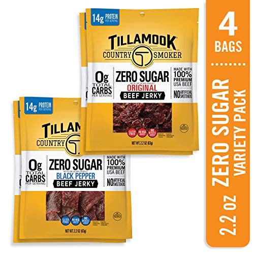 Tillamook Zero Sugar Keto Friendly Beef Jerky Variety 4 Pack Or