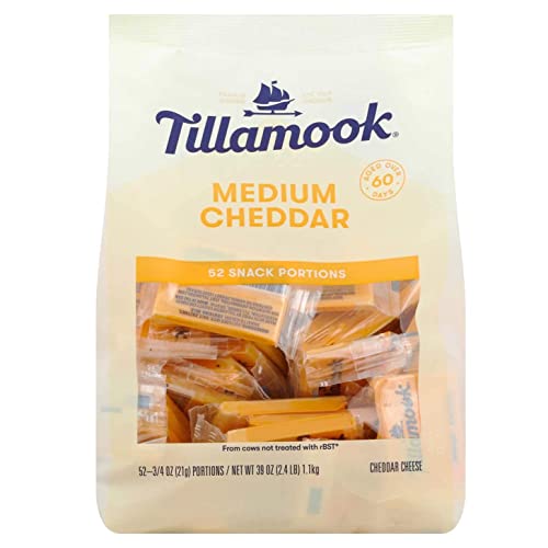 Tillamook Snack-Size Medium Cheddar Tillamoos, 39 Oz 52Count, 0