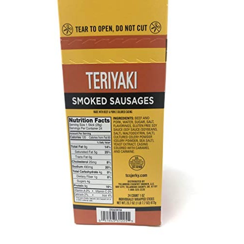 Tillamook Country Smoker Beef Jerky Teriyaki Sticks 24-1Oz Indiv