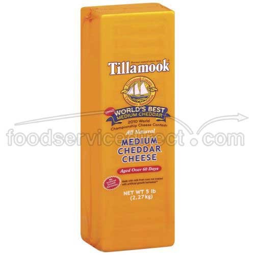 Tillamook Medium Cheddar Cheese, 5 Pound -- 2 Per Case.
