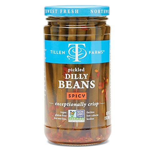 Tillen Farms Veggies, Pickled Crispy Dilly Beans, Hot And Spicy,