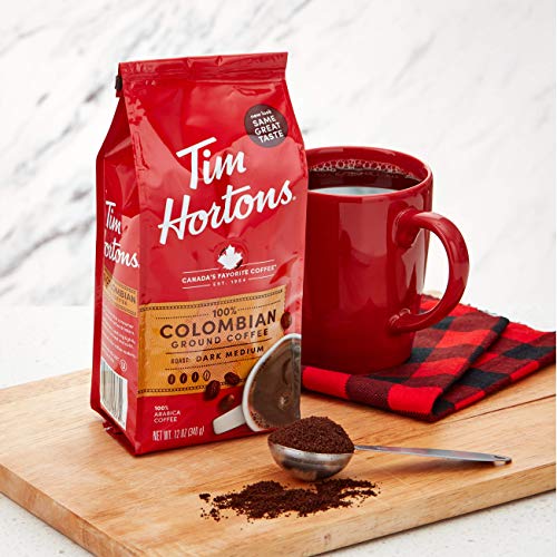 Tim Hortons Colombian, Medium-Dark Roast Ground Coffee, Made Wit