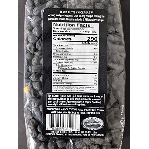 Timeless Black Butte Chickpeas, 14 Ounces, Usda Organic Pack Of 2