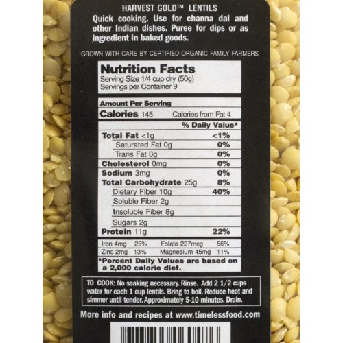 Timeless, Lentils Harvest Gold Organic, 16 Ounce