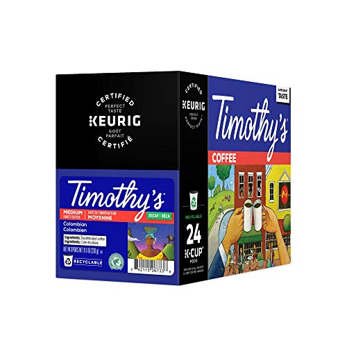 Timothys Colombian Decaf Coffee Keurig K-Cups, 24 Count