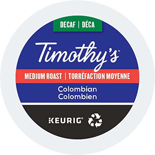 Timothys Colombian Decaf Coffee Keurig K-Cups, 24 Count