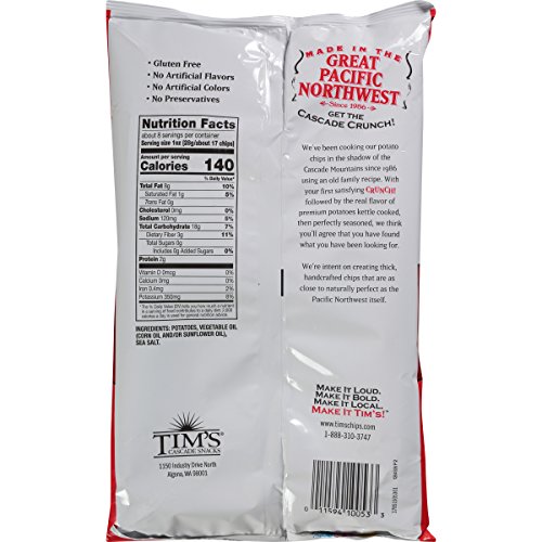 Tims Cascade Style Potato Chips, Original With Sea Salt, 7.5 Oz
