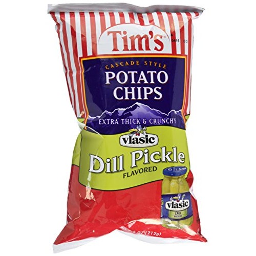 Tims Cascade Style Potato Chips, Vlasic Dill Pickle, 7.5 Ounce