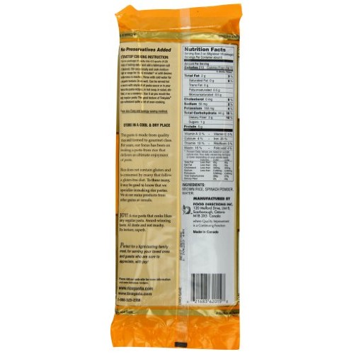 Tinkyada Brown Rice Pasta, Spaghetti With Spinach, 12 Ounce Pac