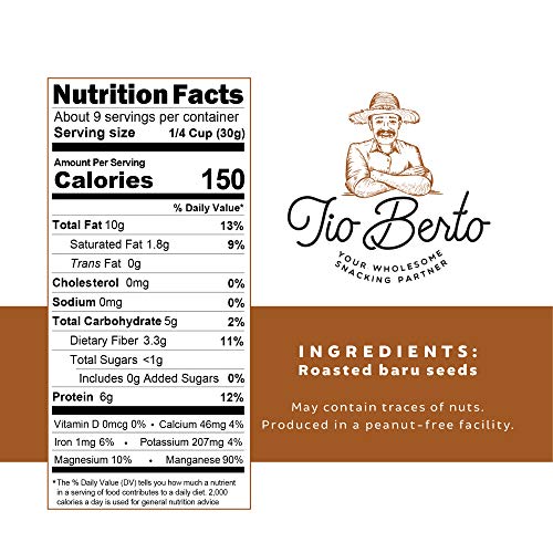 Baru Nuts Roasted, 10 Oz Resealable Bag | Crunchy And Delicious