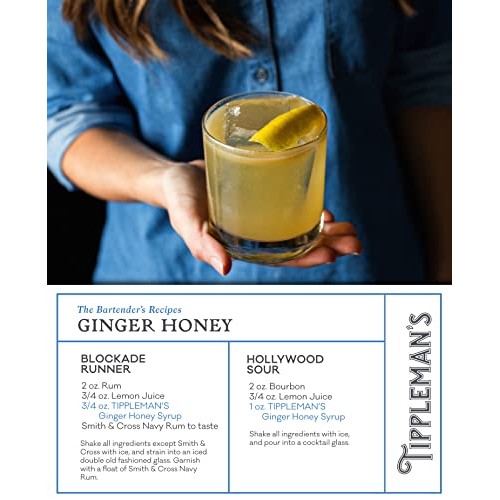 Tipplemans Ginger Honey Syrup - Craft Cocktail Mixer - All Natu...