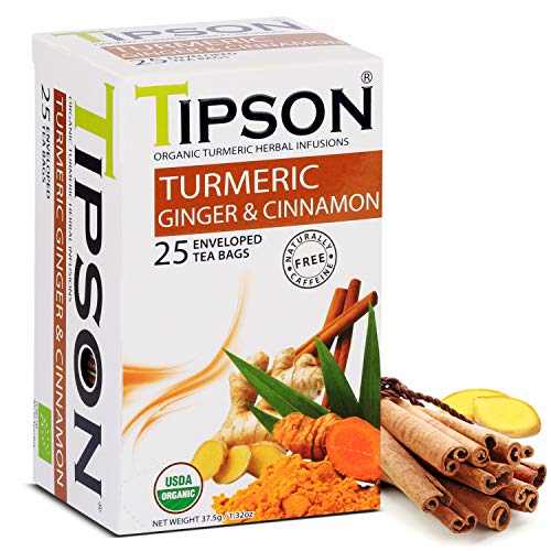 Tipson Organic Turmeric Caffeine Free Herbal Tea - Organic Ginge...