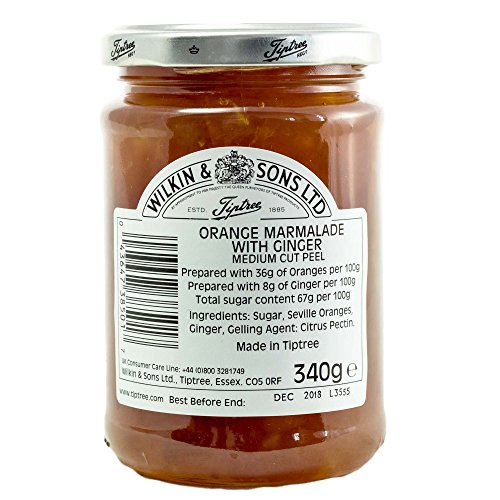 Tiptree Orange With Ginger Marmalade With Medium Cut Peel 340G Jar