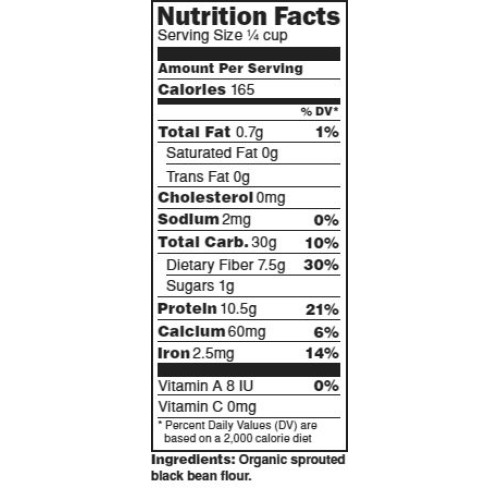 1 lb. Organic, Sprouted Black Bean Flour