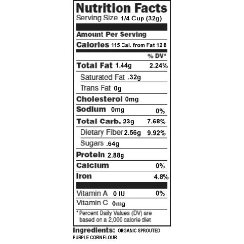 1lb. Organic, Sprouted Purple Corn Flour