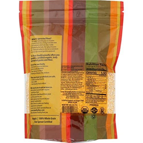 TO YOUR HEALTH SPROUTED FLOUR Organic Sprouted Yellow Corn Meal,...