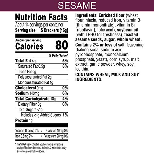 Keebler, Toasteds, Crackers, Toasted Sesame, 8 Oz Boxpack Of 6