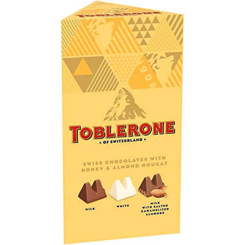 Toblerone Swiss Chocolate Gift Set, Milk Chocolate, White Chocol...