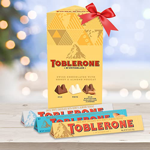 Toblerone Swiss Chocolate Gift Set, Milk Chocolate, White Chocol...