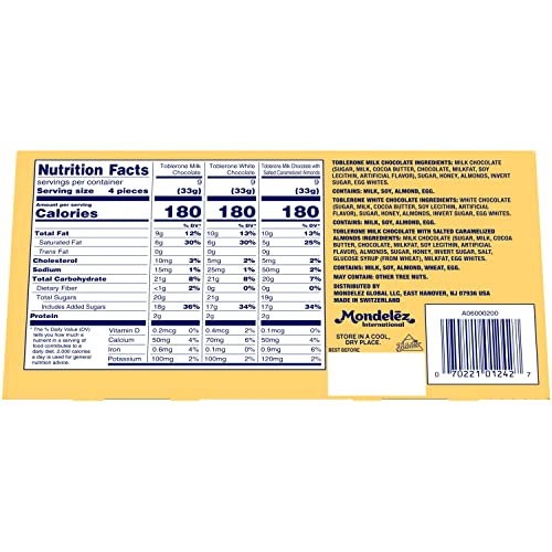 Toblerone Swiss Chocolate Gift Set, Milk Chocolate, White Chocol...