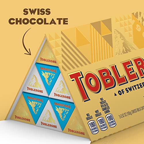 Toblerone Swiss Chocolate Gift Set, Milk Chocolate, White Chocol...