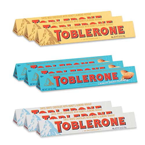 Toblerone Swiss Chocolate Gift Set, Milk Chocolate, White Chocol...
