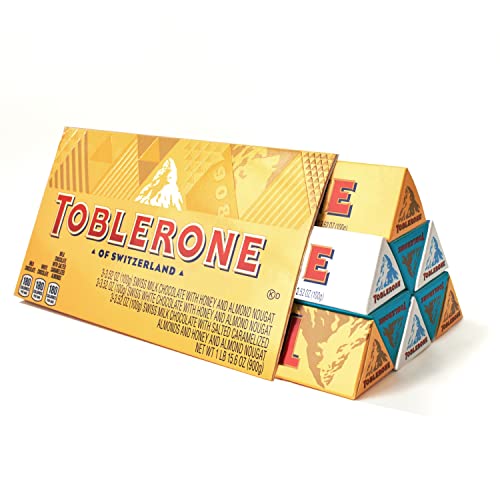 Toblerone Swiss Chocolate Gift Set, Milk Chocolate, White Chocol...