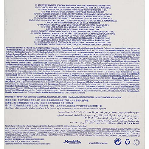 Toblerone Swiss White Chocolate Bars With Honey &Amp; Almond Nougat,