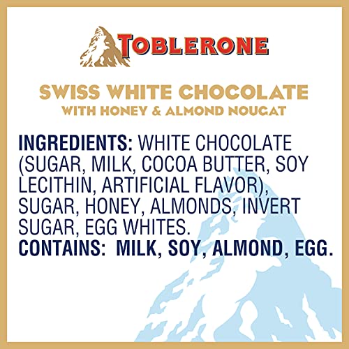 Toblerone Swiss White Chocolate Bars With Honey &Amp; Almond Nougat,