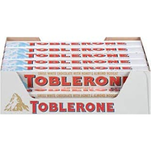 Toblerone Swiss White Chocolate Bars With Honey & Almond Nougat,...