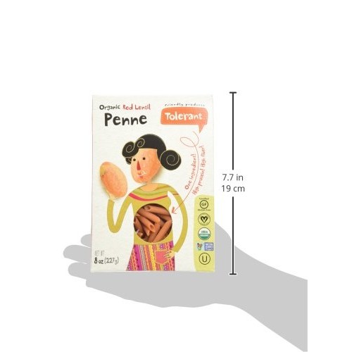 Tolerant - Organic Red Lentil Pasta, Simply Legumes, Penne - 8 O